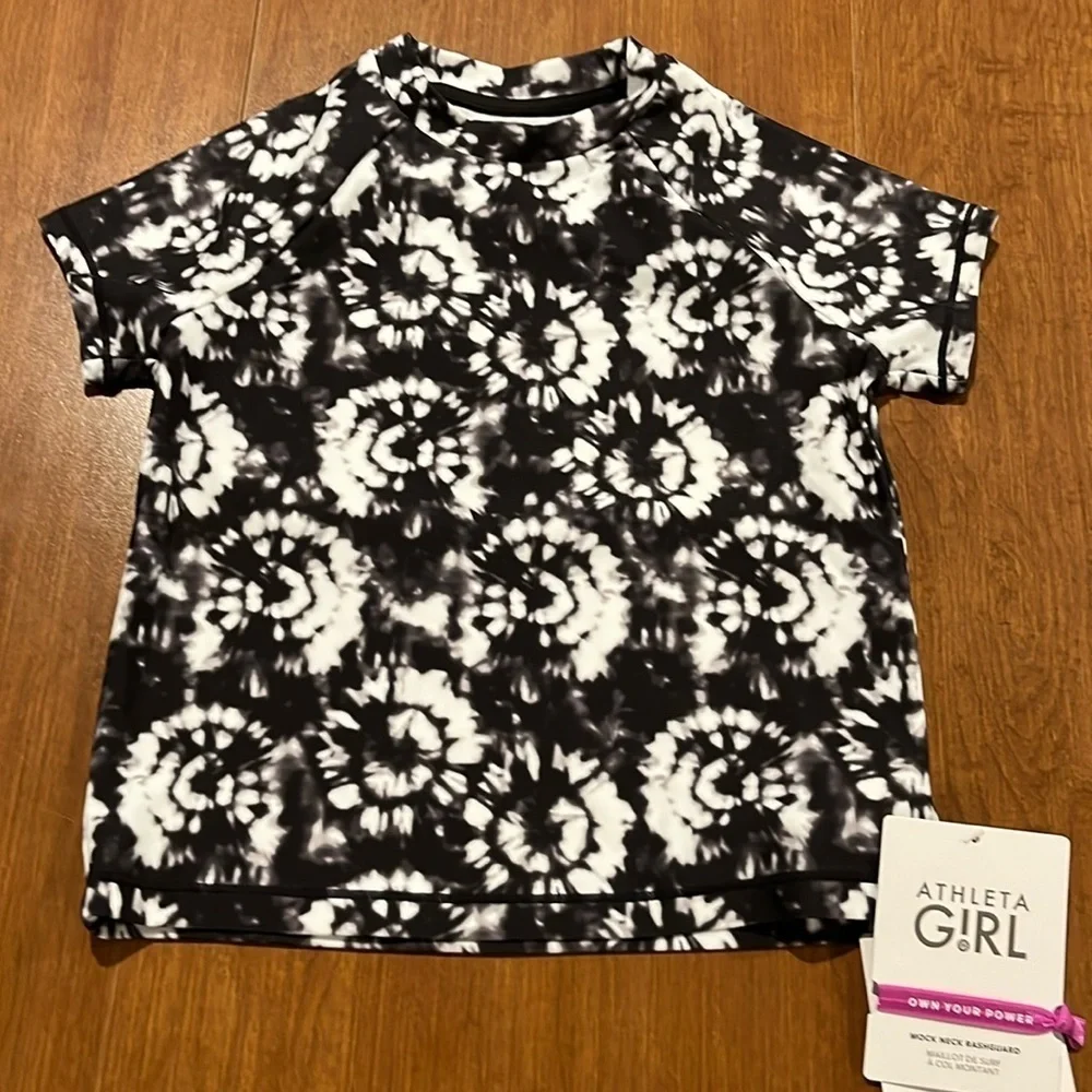 Athleta Girl Camo Tie Dye Mock Neck Rashguard, Bikini Top & Bottom Size 6.